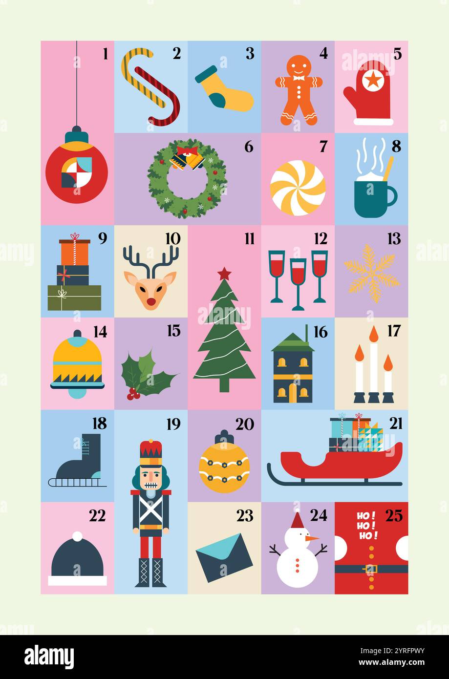 Frohe Weihnachten und frohe Neujahrskalender Stock Vektor