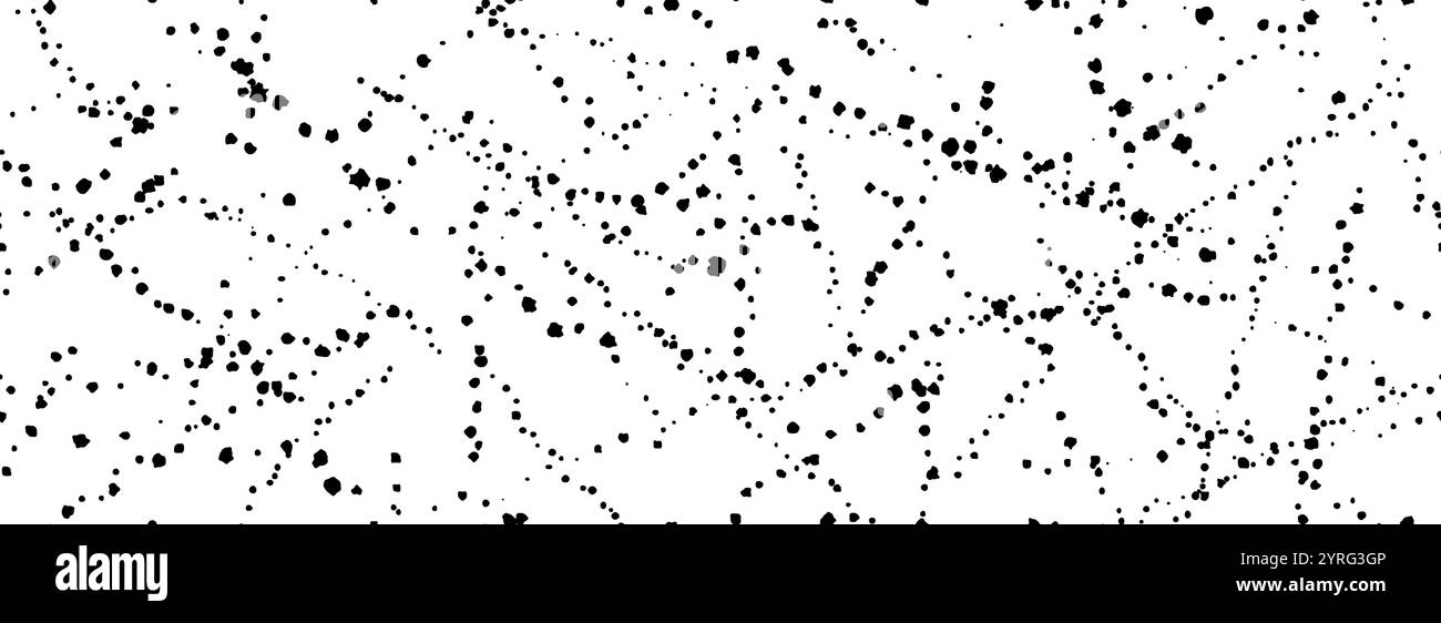 Nahtloser Hintergrund mit gespritzten Punkten. Verstreute Farbtropfen Textur. Schwarze Sprenkeltapete. Mehrmaliger Hintergrund mit Spritzwasser. Spritzer-Tropfenpartikel-Druck. Vektor Stock Vektor