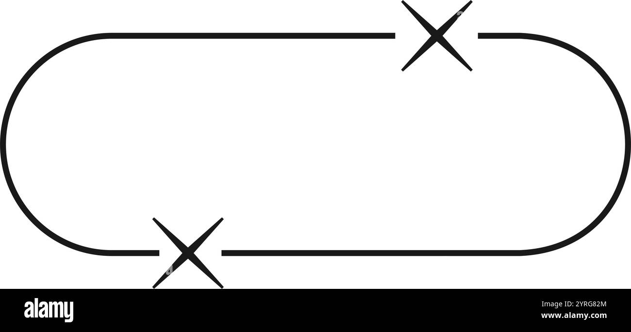 Rechteckiger ovaler Rahmen mit blinkenden Symbolen. Boho- oder y2k-Dekoelement. Vintage-Ornament. Kosmische, mystische, futuristische Dekoration. Vektorgrafik. Stock Vektor