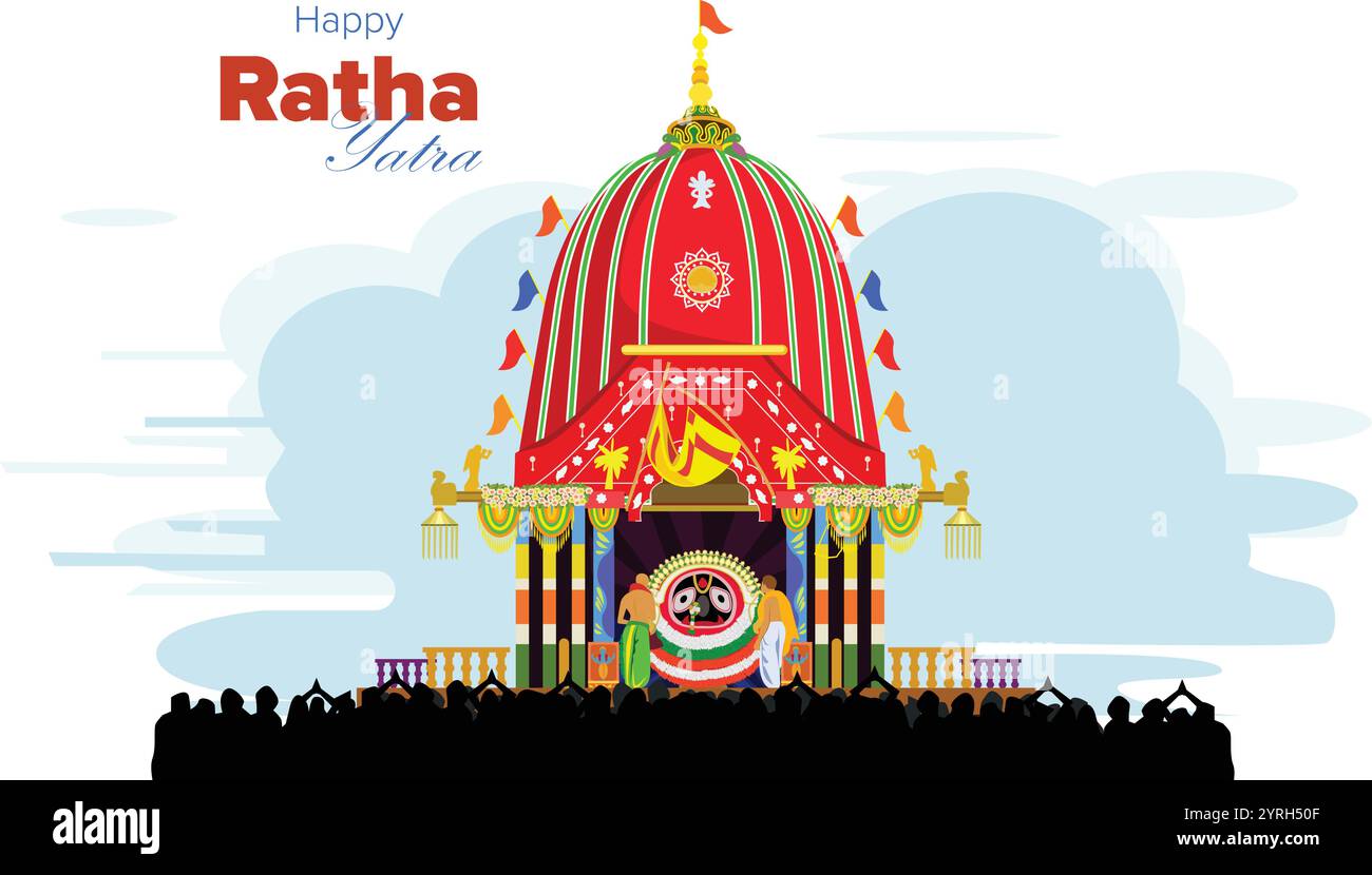 Puri Ratha Yatra, Lord Jagannath, Balabhadra und Subhadra zum jährlichen Rathayatra in Odisha Festival Hintergrund Stock Vektor Puri Ratha Yatra, Lord Jagannath, Balabhadra und Subhadra zum jährlichen Rathayatra in Odisha Festival Hintergrund Stock Vektor