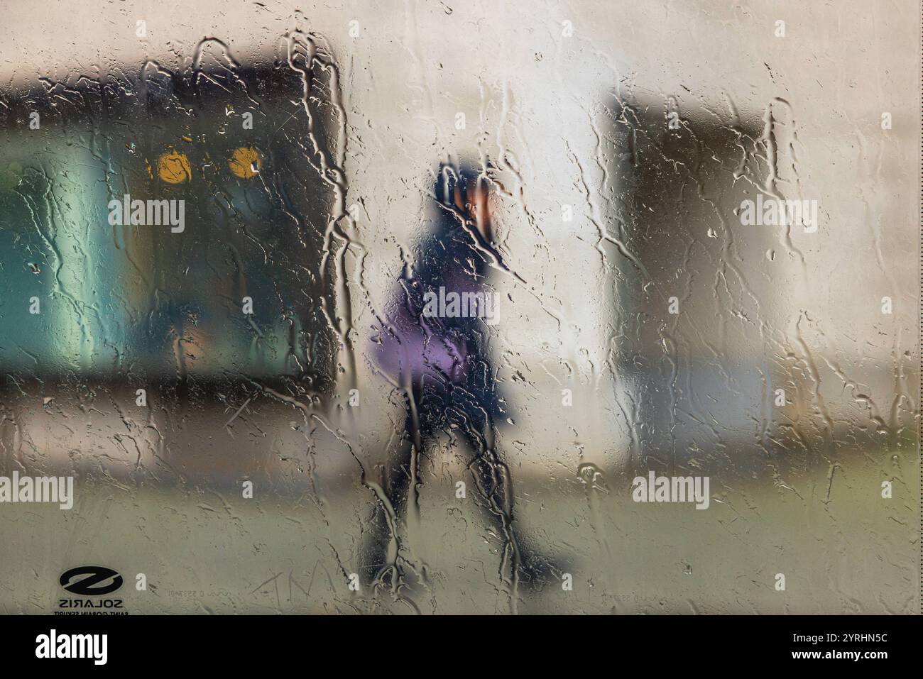 Ein Blick aus dem Fenster Berlin, 28. November 2024: Unangemehmes Wetter in der Stadt. Fotografiert aus dem Bus durch das regennasse Fenster während der Fahrt in die Innenstadt. *** Ein Blick aus dem Fenster Berlin, 28. November 2024 unangenehmes Wetter in der Stadt fotografiert vom Bus durch das regengetränkte Fenster während der Fahrt in die Innenstadt Stockfoto
