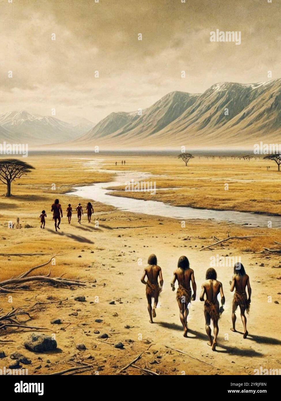 (241204) -- PEKING, 4. Dezember 2024 (Xinhua) -- dieses Bild des Instituts für tibetische Plateauforschung (ITP) der Chinesischen Akademie der Wissenschaften zeigt eine künstlerische Darstellung der alten menschlichen Migration. „China Focus: Neue Studie zeigt Auswirkungen von Klima und Landschaftswandel auf die Migration der Menschen“ (ITP/Handout via Xinhua) Stockfoto