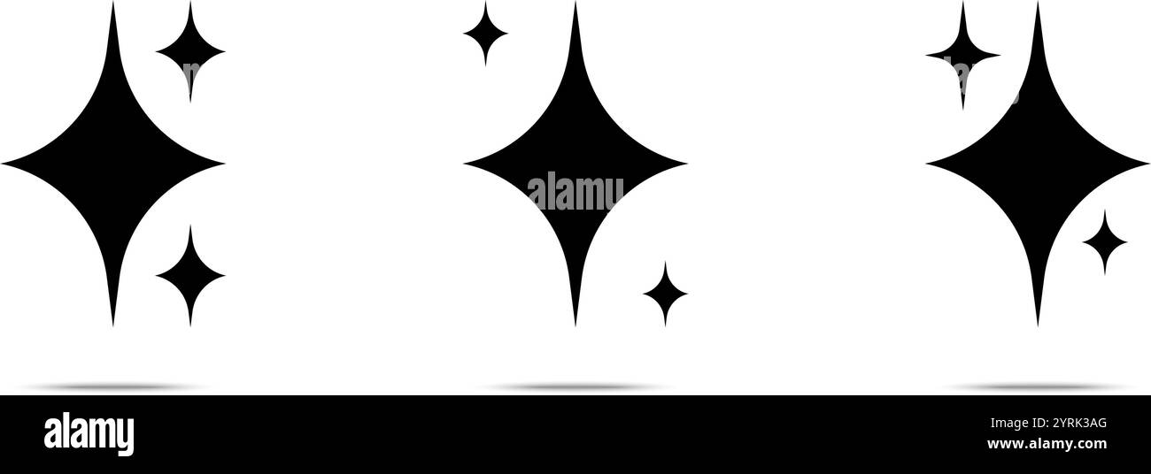 Funkelnde Sterne-Symbole. Vektorabbildung Stock Vektor