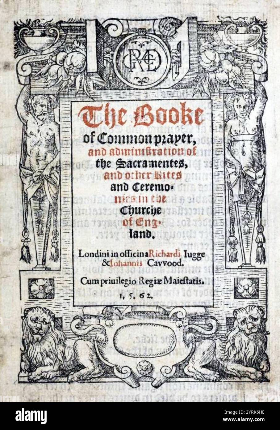 Das Buch des Common Prayer von 1559, auch elisabethanisches Gebetsbuch genannt, ist die dritte Ausgabe des Book of Common Prayer und der Text, der während der elisabethanischen Ära als offizielles liturgisches Buch der Church of England diente. Stockfoto