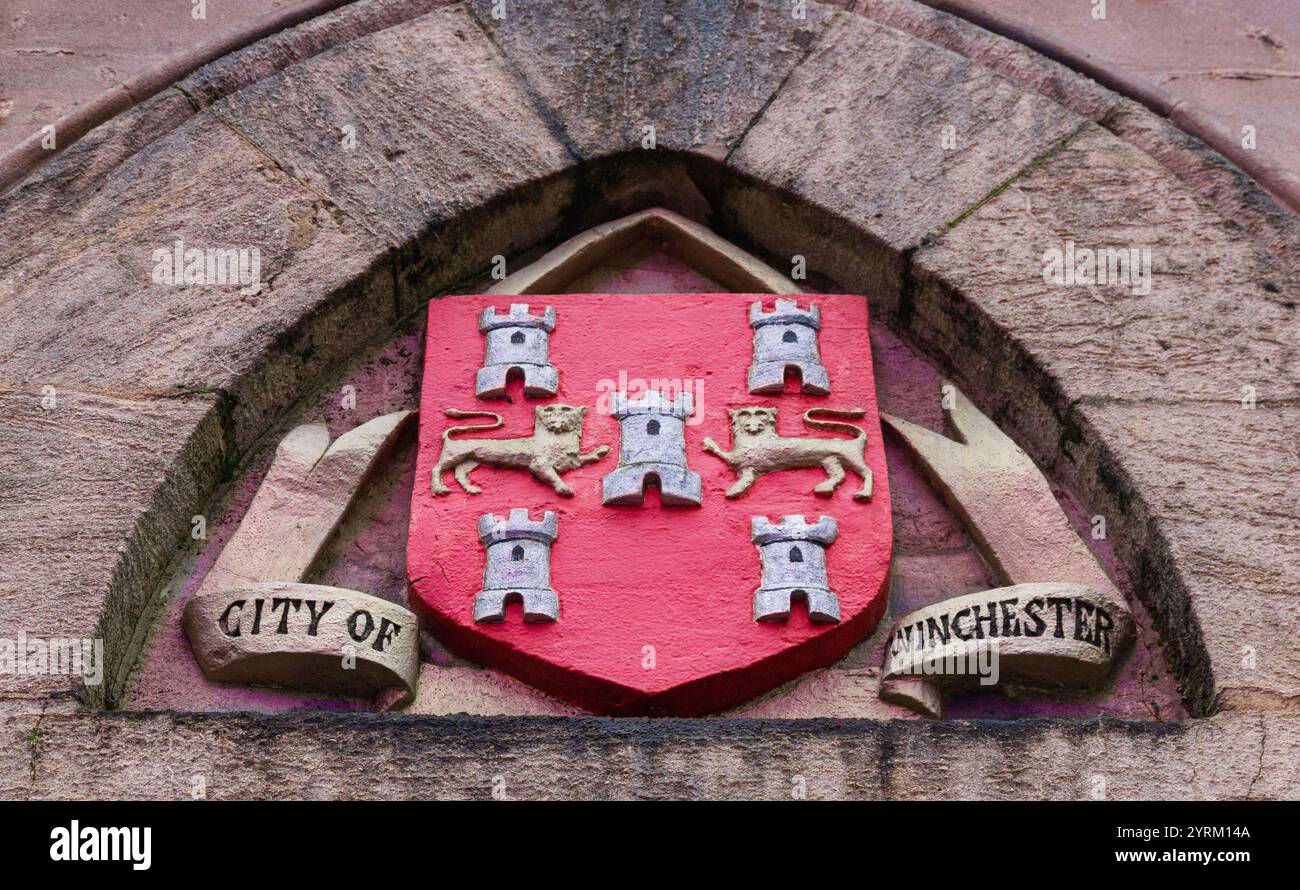 Stadt Winchester Wrest of Arms, Winchester Guildhall, Winchester, Hampshire Stockfoto