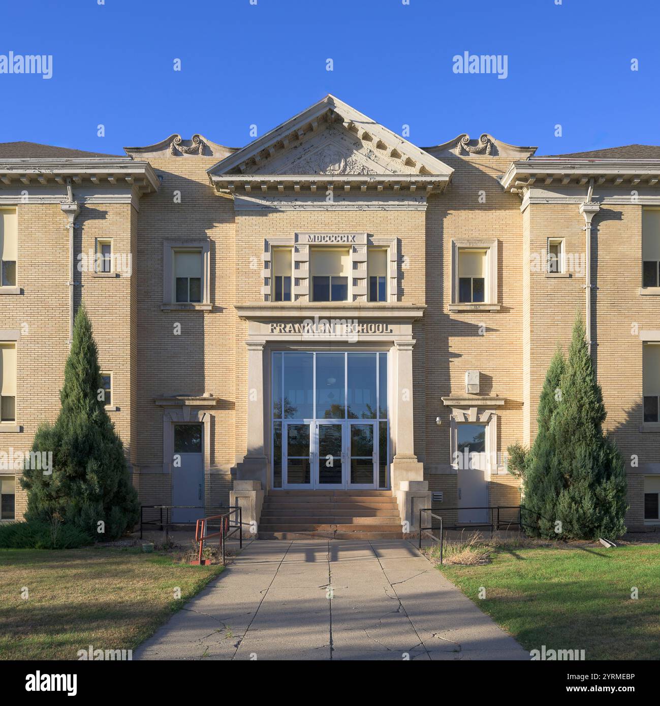 Von 1901 bis 2000 unterrichtete die Franklin School Schüler öffentlicher Schulen im Stutsman County in 308 Second St. SW in Jamestown, North Dakota Stockfoto