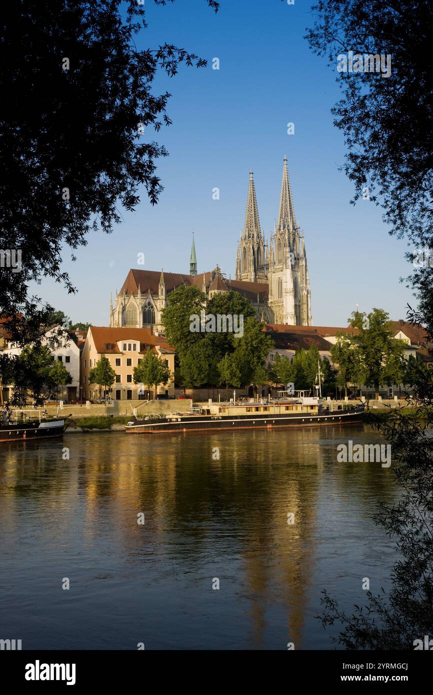 Dom St. Peter Dom und Stadt am Morgen, Regensburg, Bayern, Deutschland Stockfoto