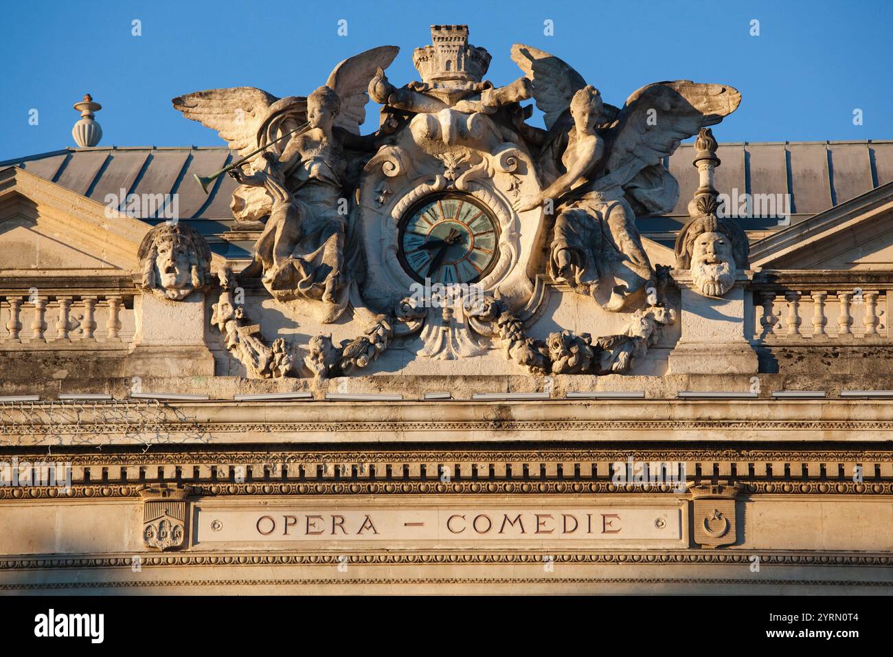 Frankreich, Languedoc-Roussillon, Herault Abteilung, Montpellier, Place de la Comedie, Detail der Opera-Comedie Theater Stockfoto