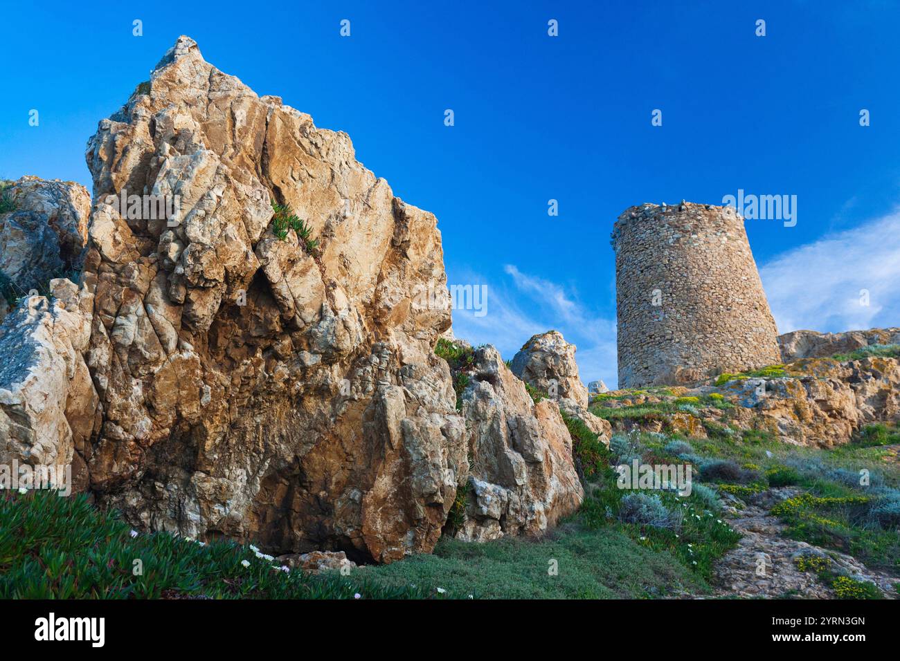 Frankreich, Korsika, Haute-Corse Abteilung, La Balagne Region, Ile Rousse, Ile De La Pietra, Genueser Turm, Dämmerung Stockfoto