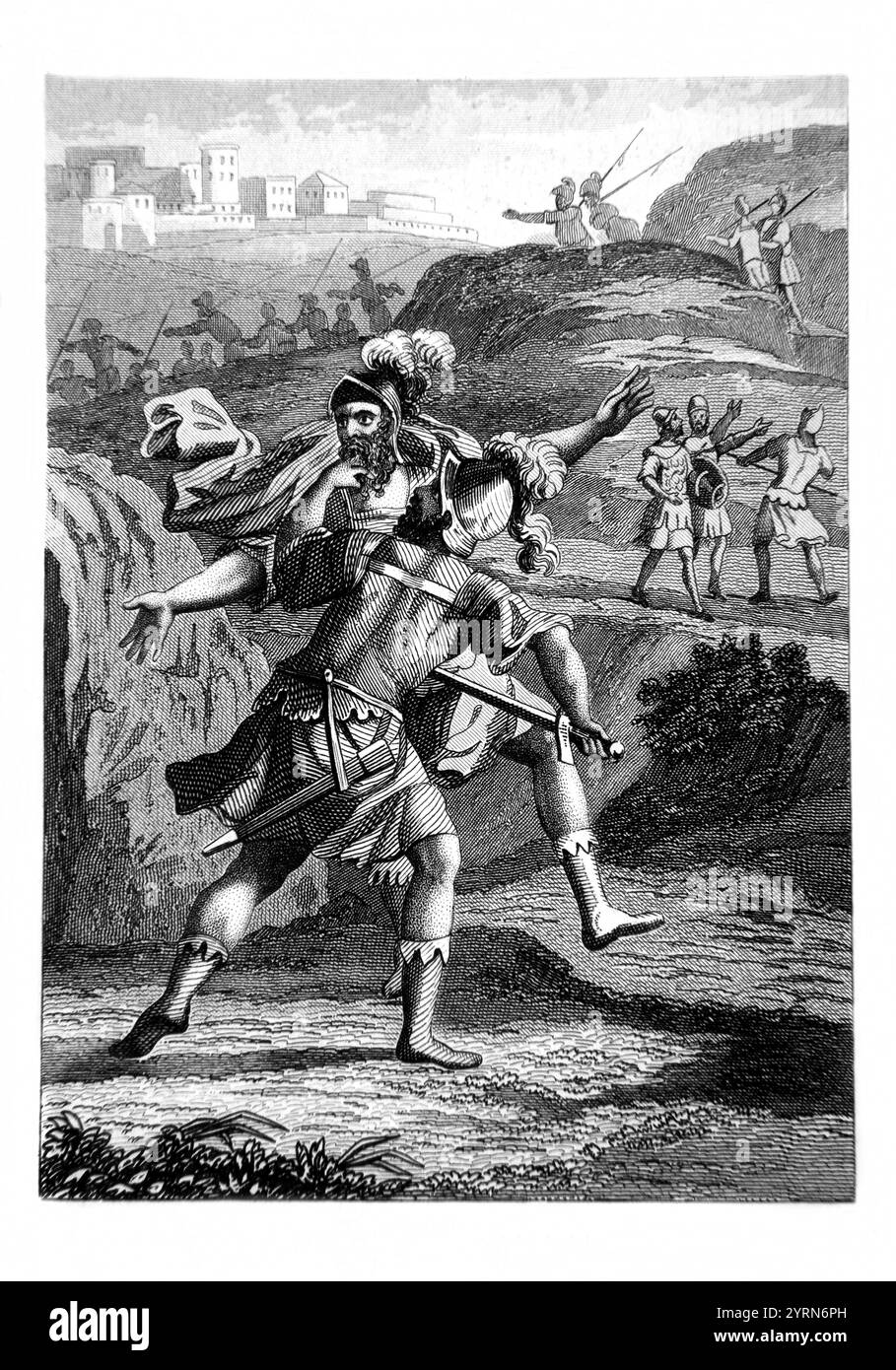 Stahlgravierung des Todes von Amasa (Samuel) Joab, einem Militärkommandeur der King Davids Armee, der Amasa ermordet, aus dem Tallis Illustrated Script von 1851 Stockfoto