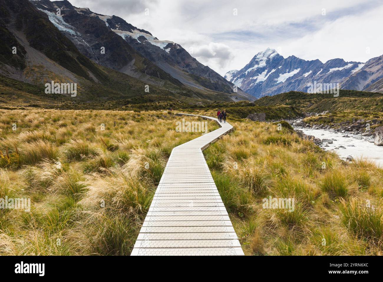 Neuseeland, Südinsel, Canterbury, Aoraki-Mt. Cook National Park, Hooker Valley Wanderung. Stockfoto