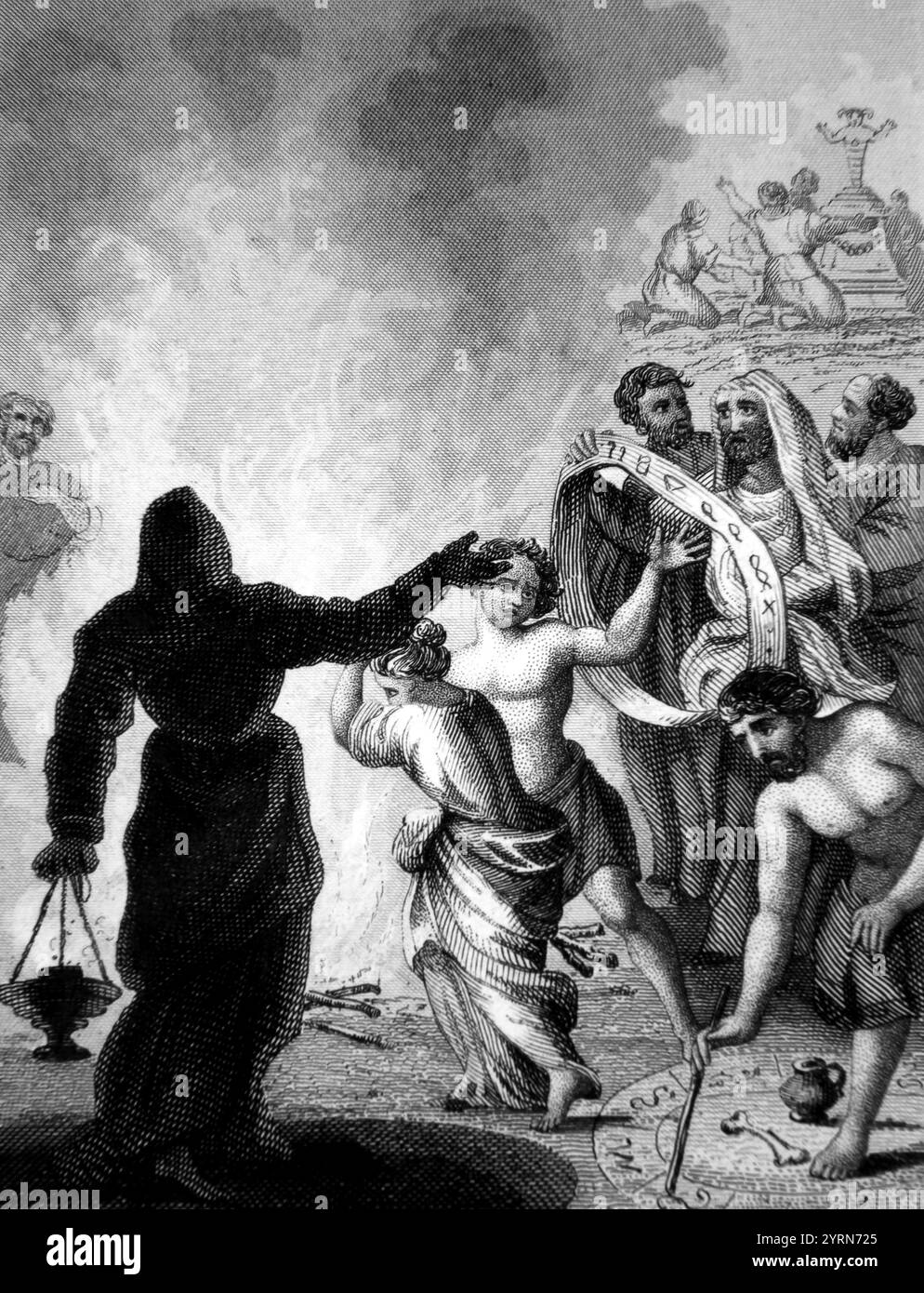 Die Israeliten vergessen Gott und verehrten den Baal, praktizierten Weissagung und opferten dies Stockfoto