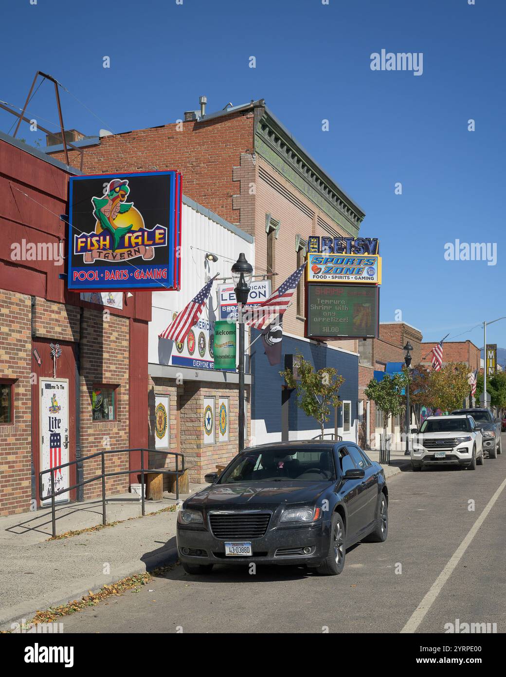 Downtown Townsend an der 209 Broadway Street in Townsend, Montana Stockfoto