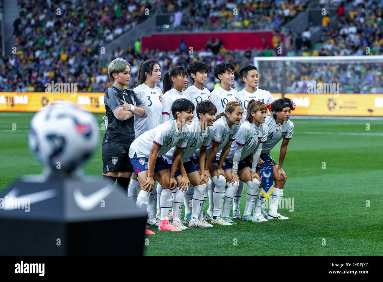 Melbourne, Australien, 4. Dezember 2024. Chinesisch Taipei startete elf beim Freundschaftsfußballspiel zwischen australischen Frauen und chinesischen Taipei-Frauen am 4. Dezember 2024 im AAMI Park in Melbourne, Australien. Quelle: Santanu Banik/Speed Media/Alamy Live News Stockfoto