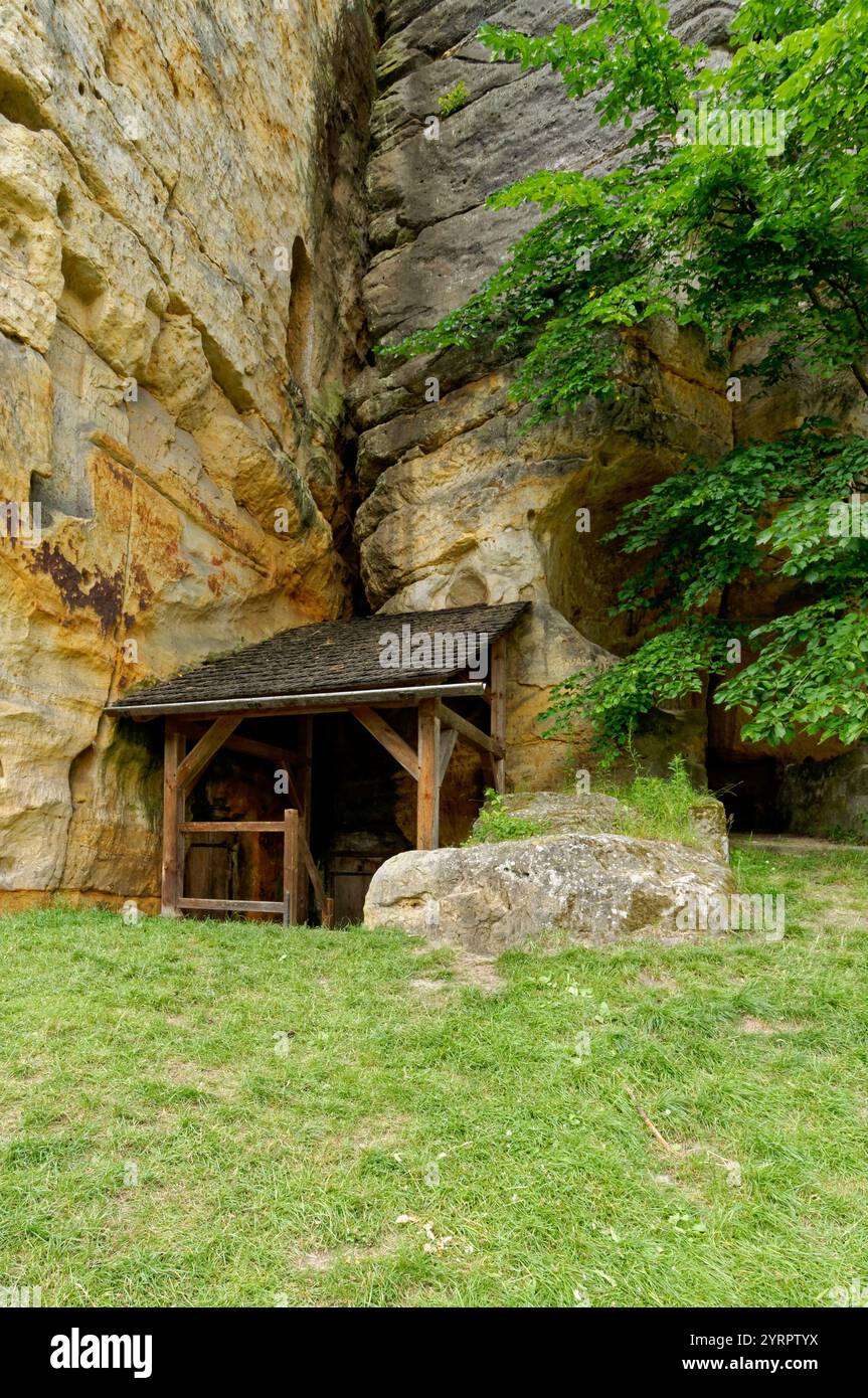 Skalní hrad Česko Lipsko / Felsenschloss Tschechien Leipzig Stockfoto