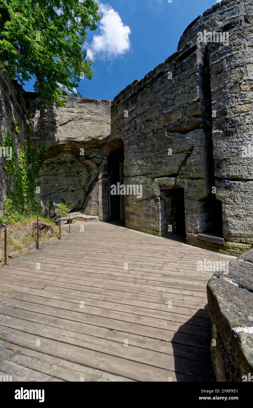 Skalní hrad Česko Lipsko / Felsenschloss Tschechien Leipzig Stockfoto