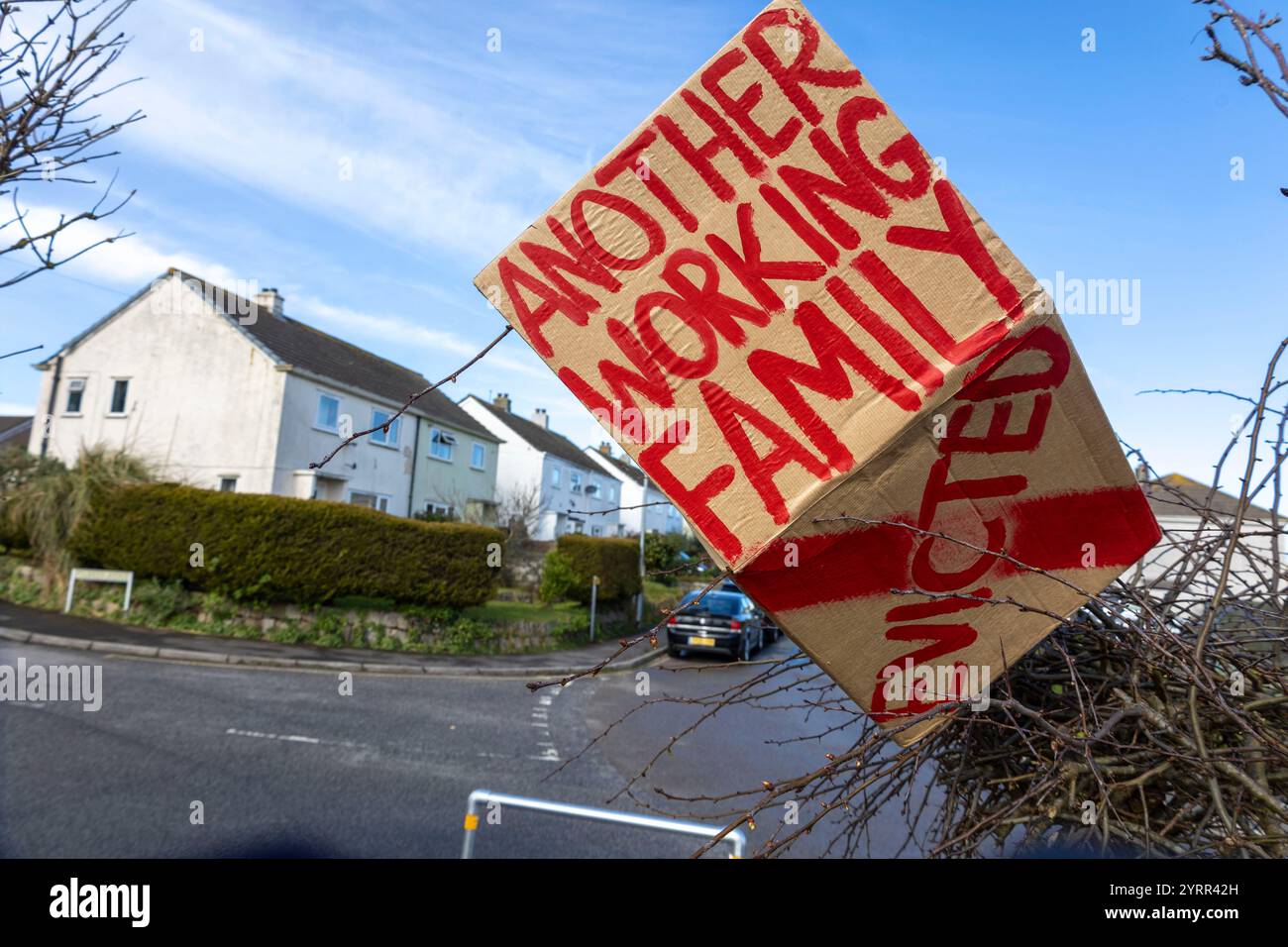 Anti-Second Home-Protest in St. Agnes, Cornwall. Stockfoto