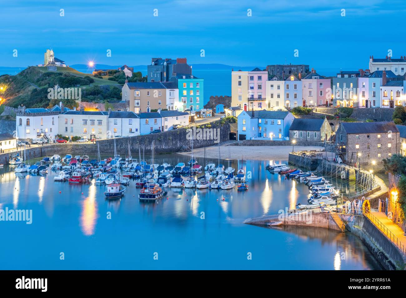 Abend im Tenby Harbour, Pemborkeshire, Wales Stockfoto