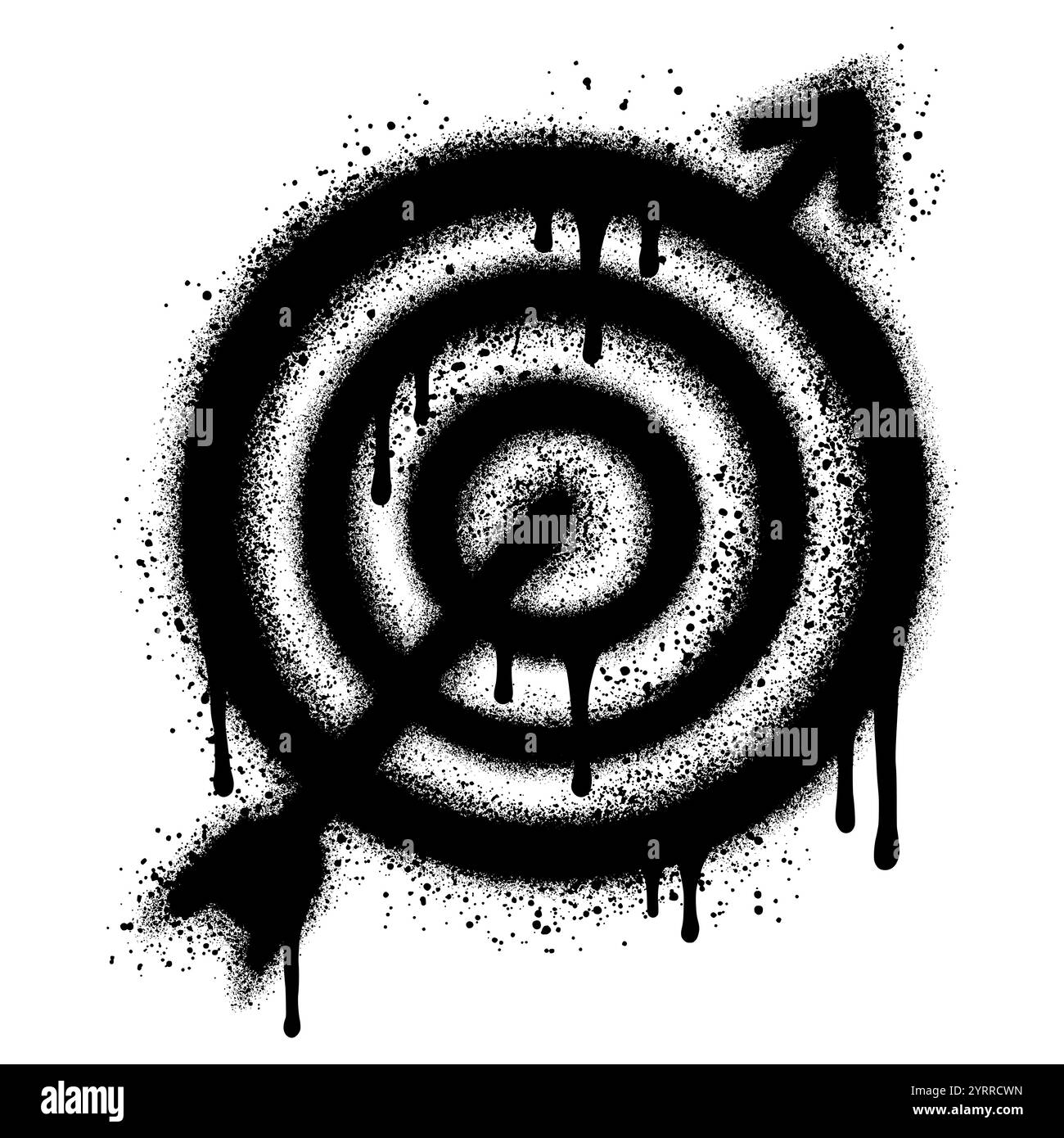 Ziel- und Pfeilsymbol im Graffiti-Stil für Unternehmen und Werbung Stock Vektor