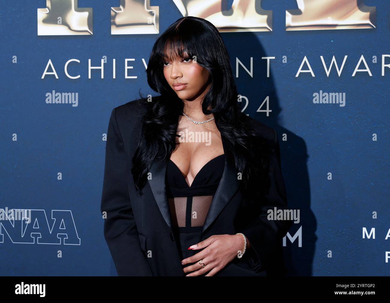 New York, Usa. Dezember 2024. Angel Reese nimmt am Mittwoch, den 4. Dezember 2024, an den 38. Annual Footwear News Achievement Awards in der Cipriani South Street in New York City Teil. Foto: John Angelillo/UPI Credit: UPI/Alamy Live News Stockfoto