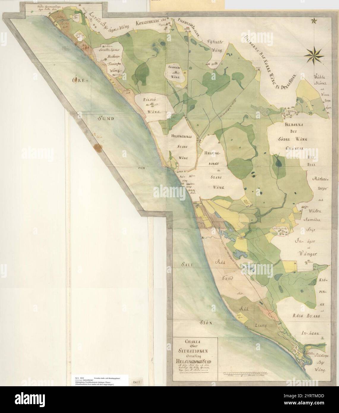 Charta öfwer Situationen Omkring Helsingborgs Stad. Stockfoto