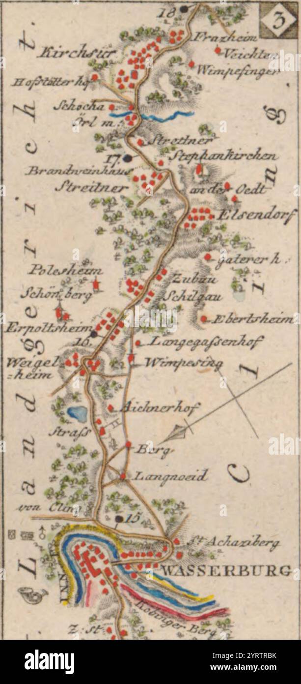 Chaussee von Muenchen nach Salzburg – Landgericht Cling. Stockfoto