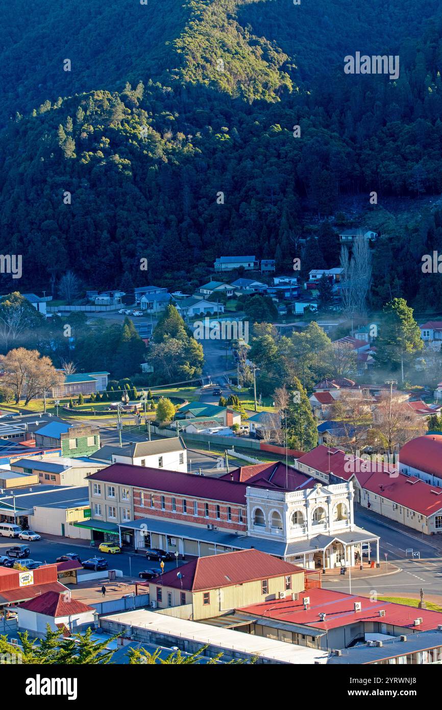 Blick über Queenstown vom Spion Kop Aussichtspunkt Stockfoto