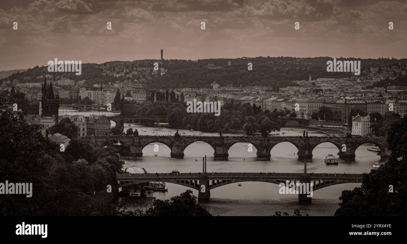 Tschechische, Prager Landschaftsbilder von Brücken und Gebäuden Stockfoto