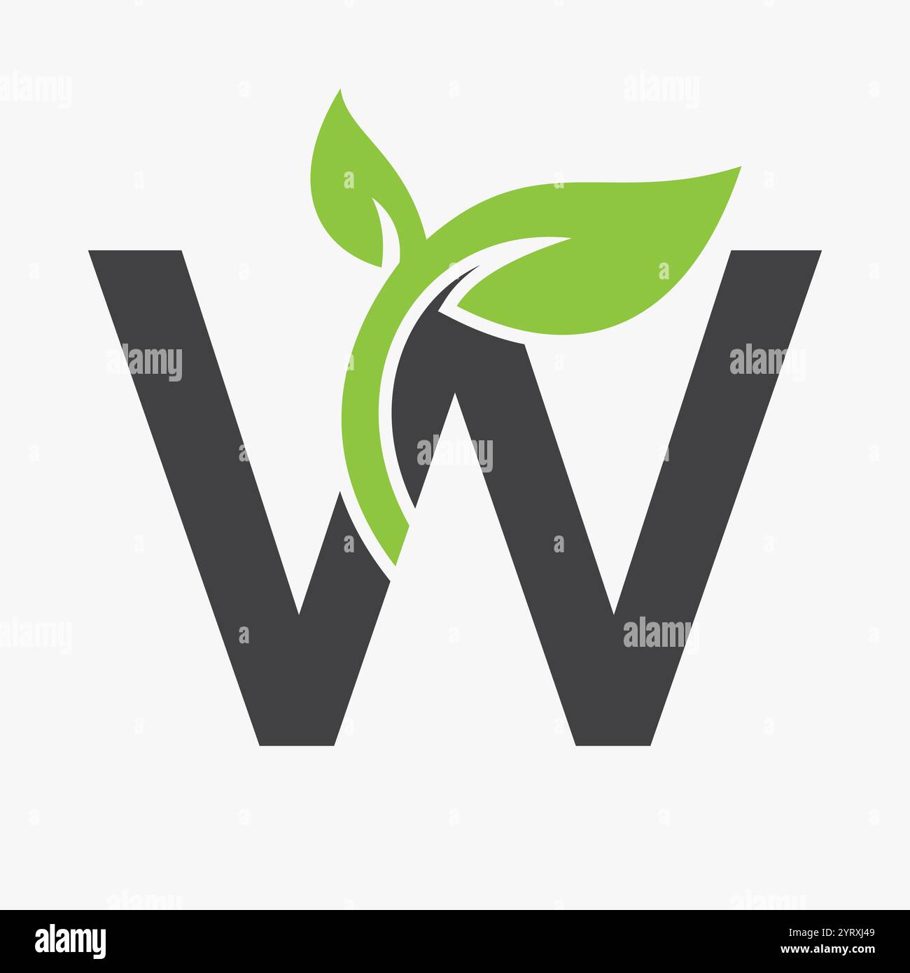 Initial Letter W Leaf Logo Konzept für Öko Green Leaf Logo Vector Sign Stock Vektor