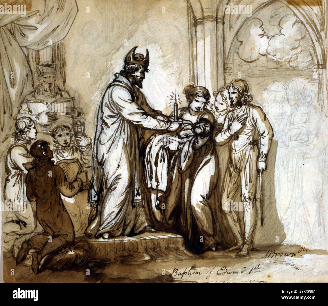 Taufe Eduards I. von Mather Brown 1761 1831. Edward I. (1239 ? 1307), König von England von 1272 bis 1307. Stockfoto