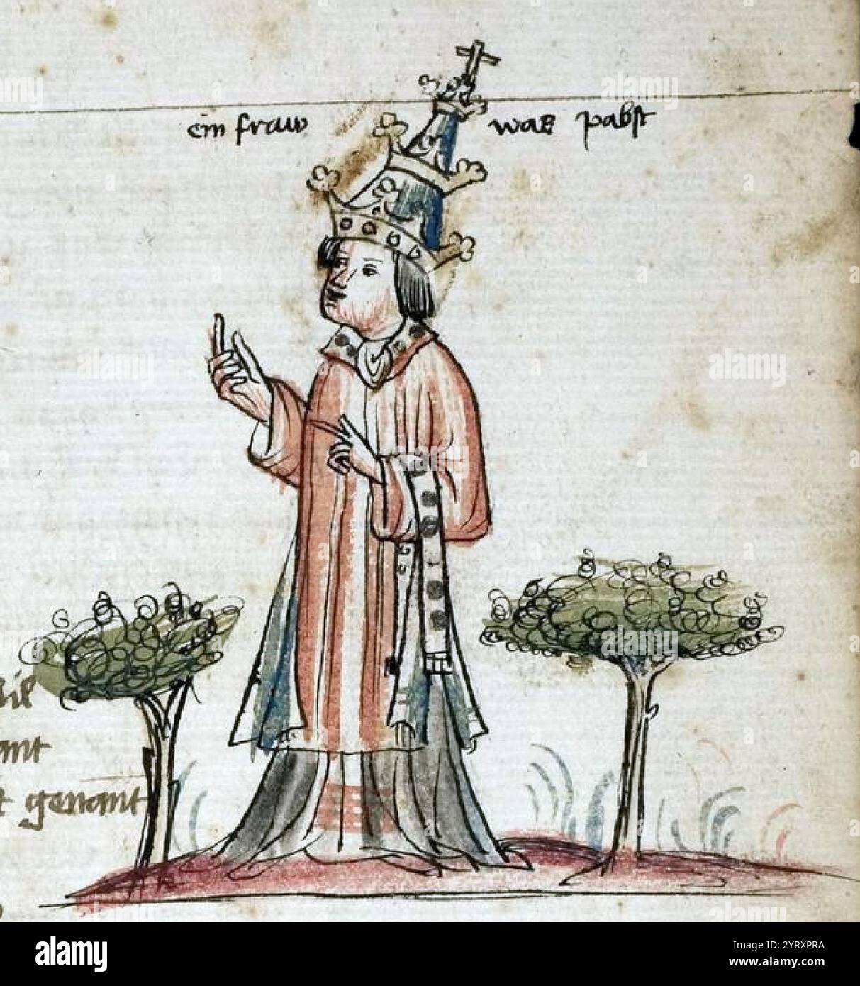 Legende von Papst Joan in der Weltchronik von Jan Enenkel (Jans der Enikel); Passau, um 1420 Stockfoto