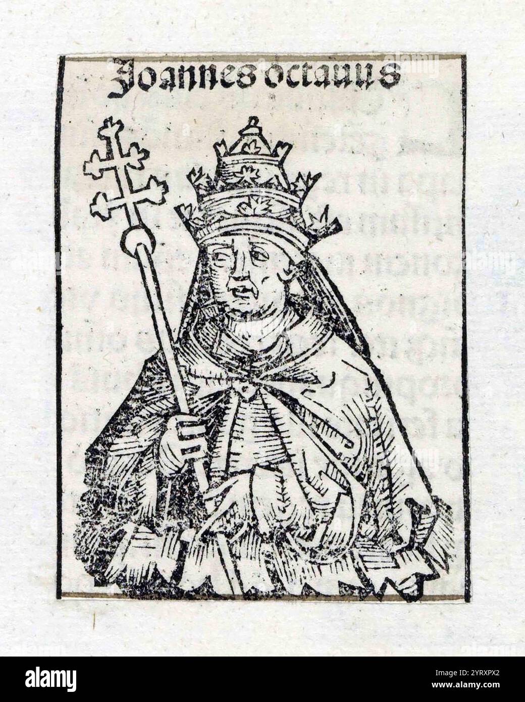 Papst Johannes VIII. Im Liber Chronicarum 1493 dargestellt Stockfoto