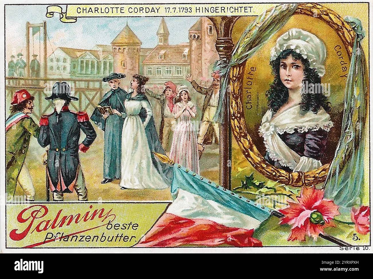 Charlotte de Corday (1768 ? 17. Juli 1793) war eine Figur der Französischen Revolution, die am 13. Juli 1793 den Revolutionär und Jakobiner-Führer Jean Paul Marat ermordet hatte. Stockfoto