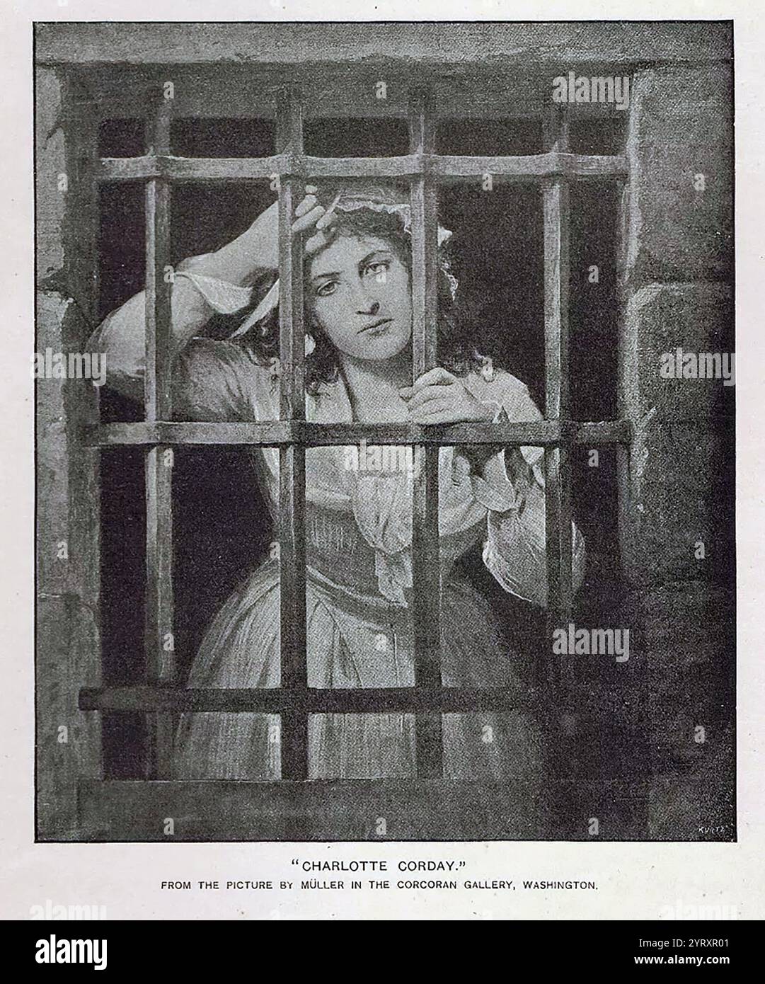 Charlotte de Corday (1768 ? 17. Juli 1793) war eine Figur der Französischen Revolution, die am 13. Juli 1793 den Revolutionär und Jakobiner-Führer Jean Paul Marat ermordet hatte. Stockfoto