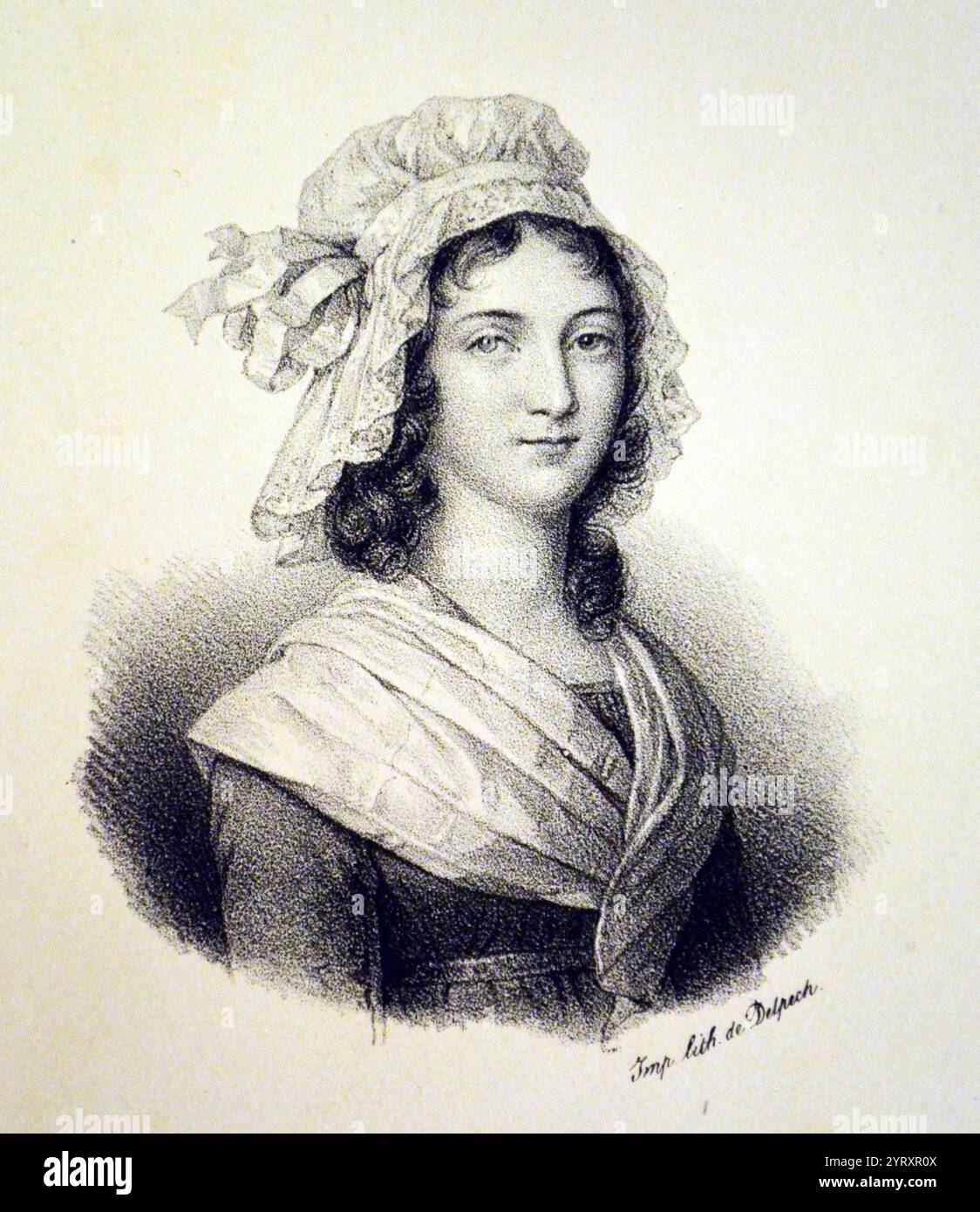 Charlotte de Corday (1768 ? 17. Juli 1793) war eine Figur der Französischen Revolution, die am 13. Juli 1793 den Revolutionär und Jakobiner-Führer Jean Paul Marat ermordet hatte. Stockfoto