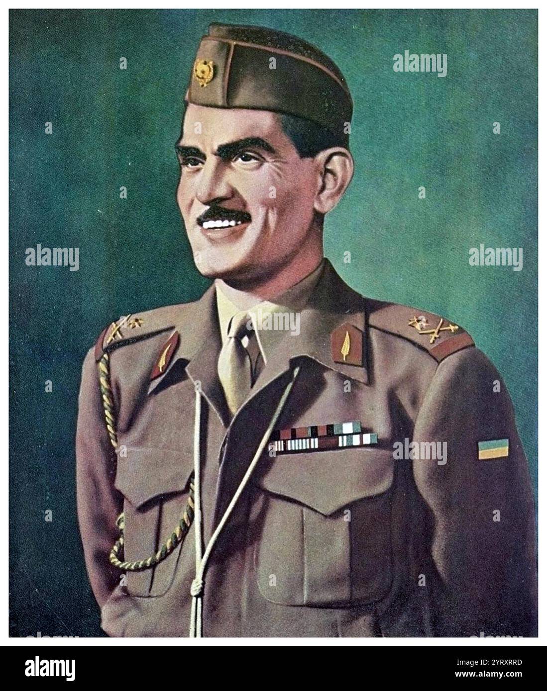 Abdul Karim Qasim (1914 ? 9. Februar 1963) war ein irakischer Militäroffizier und nationalistischer Führer, der 1958 an die Macht kam, als die irakische Monarchie während der Revolution vom 14. Juli gestürzt wurde. Er regierte das Land als Premierminister bis zu seinem Untergang und seiner Hinrichtung während der Ramadan-Revolution 1963. Stockfoto