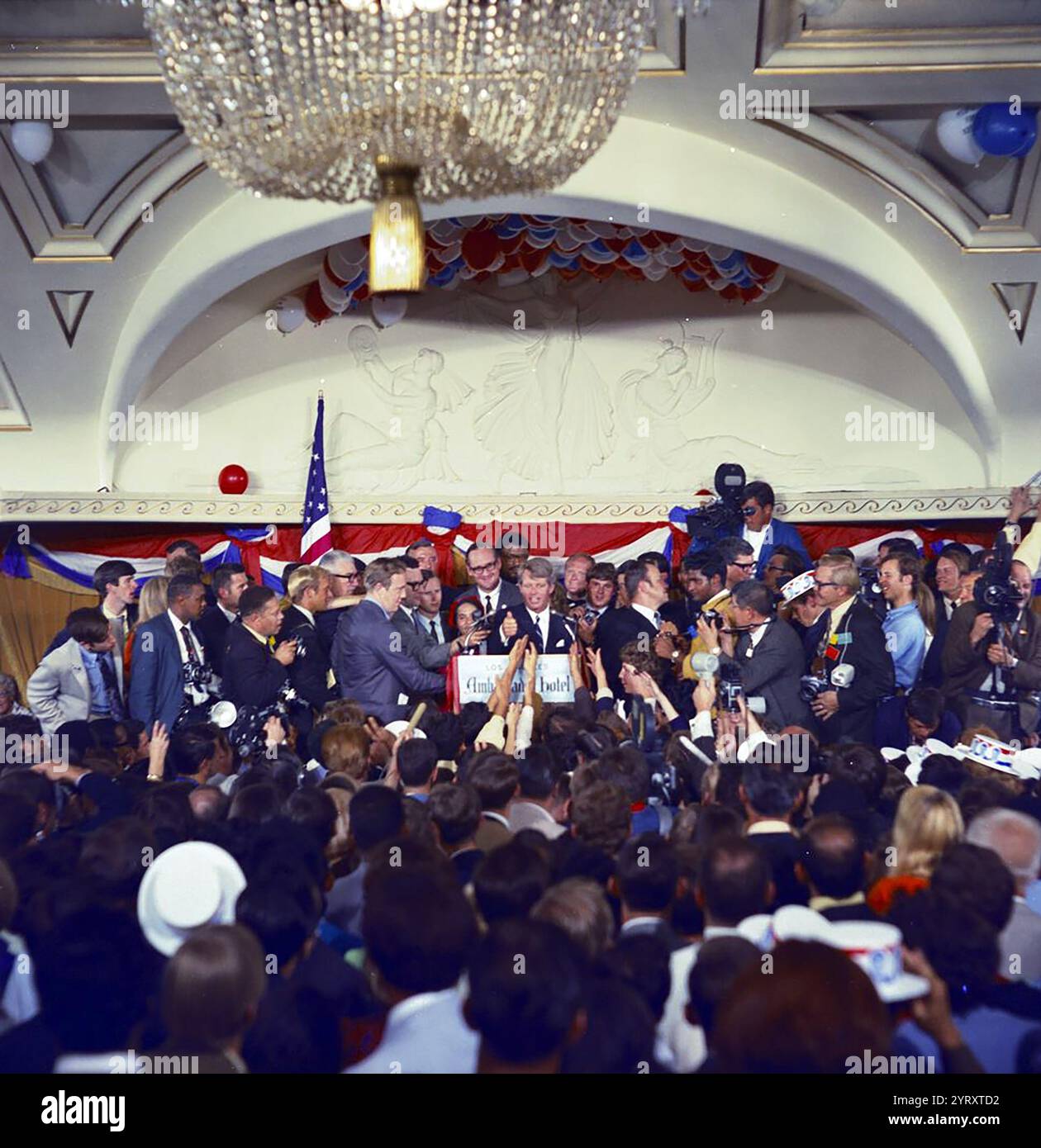 Robert Kennedy war bei den Präsidentschaftswahlen 1968 kurz vor seiner Ermordung aktiv. Stockfoto