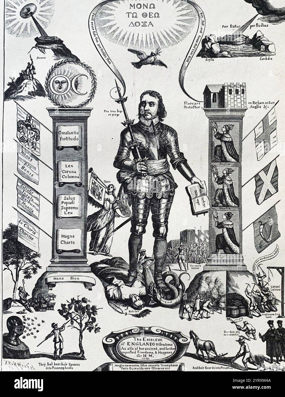 Oliver Cromwell als Lord Protector of the Commonwealth of England, Schottland und Irland. Dies war der Titel des Staats- und Regierungschefs während des Commonwealth, war der Titel von Oliver Cromwell (1653 ? September 1658) und später sein Sohn und Nachfolger Richard Cromwell (September 1658 ? Mai 1659) während des heutigen Protektorats. Stockfoto