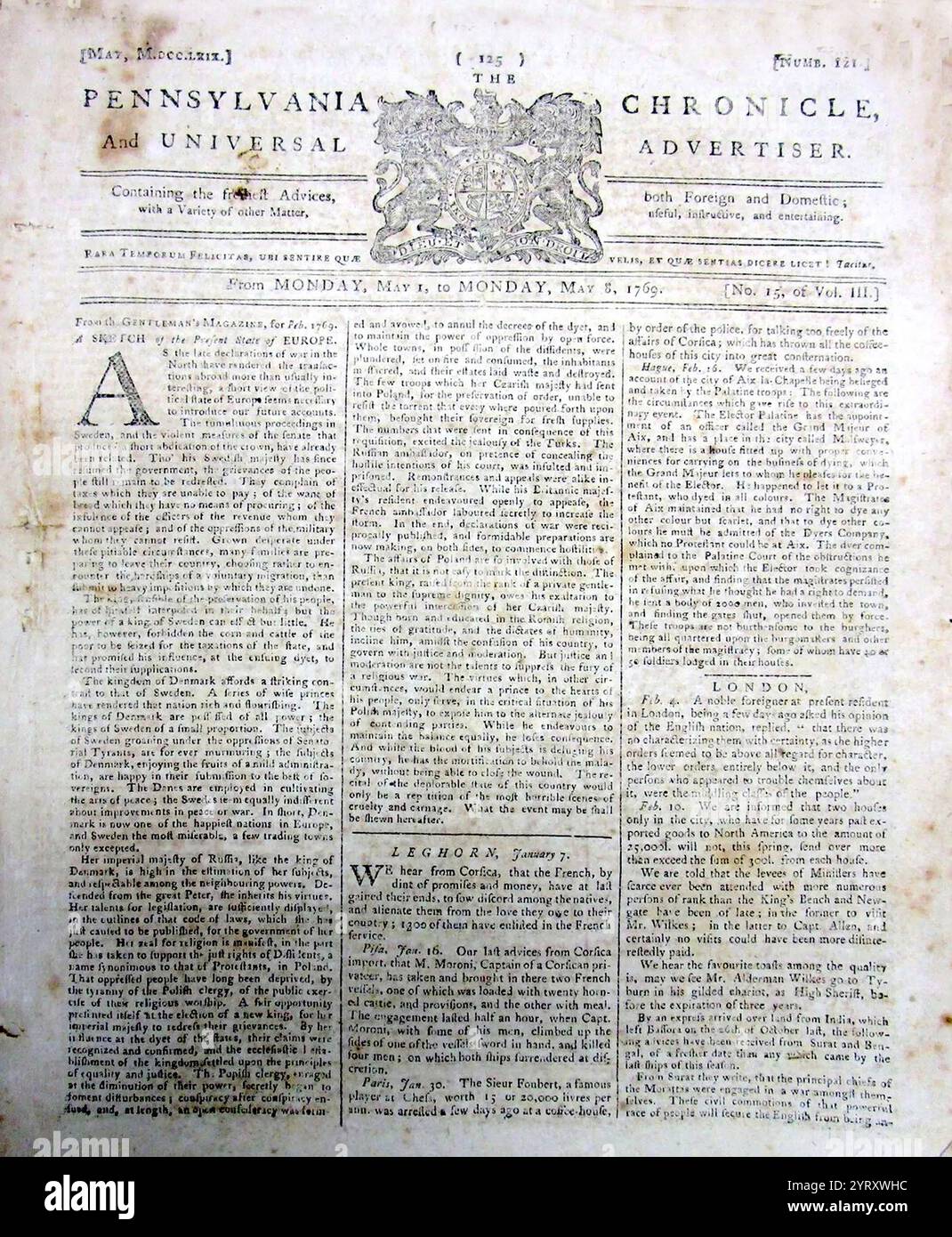 1769 wurde die Philadelphia Kolonialzeitung TOWNSHEND TAXES BEENDET. Stockfoto