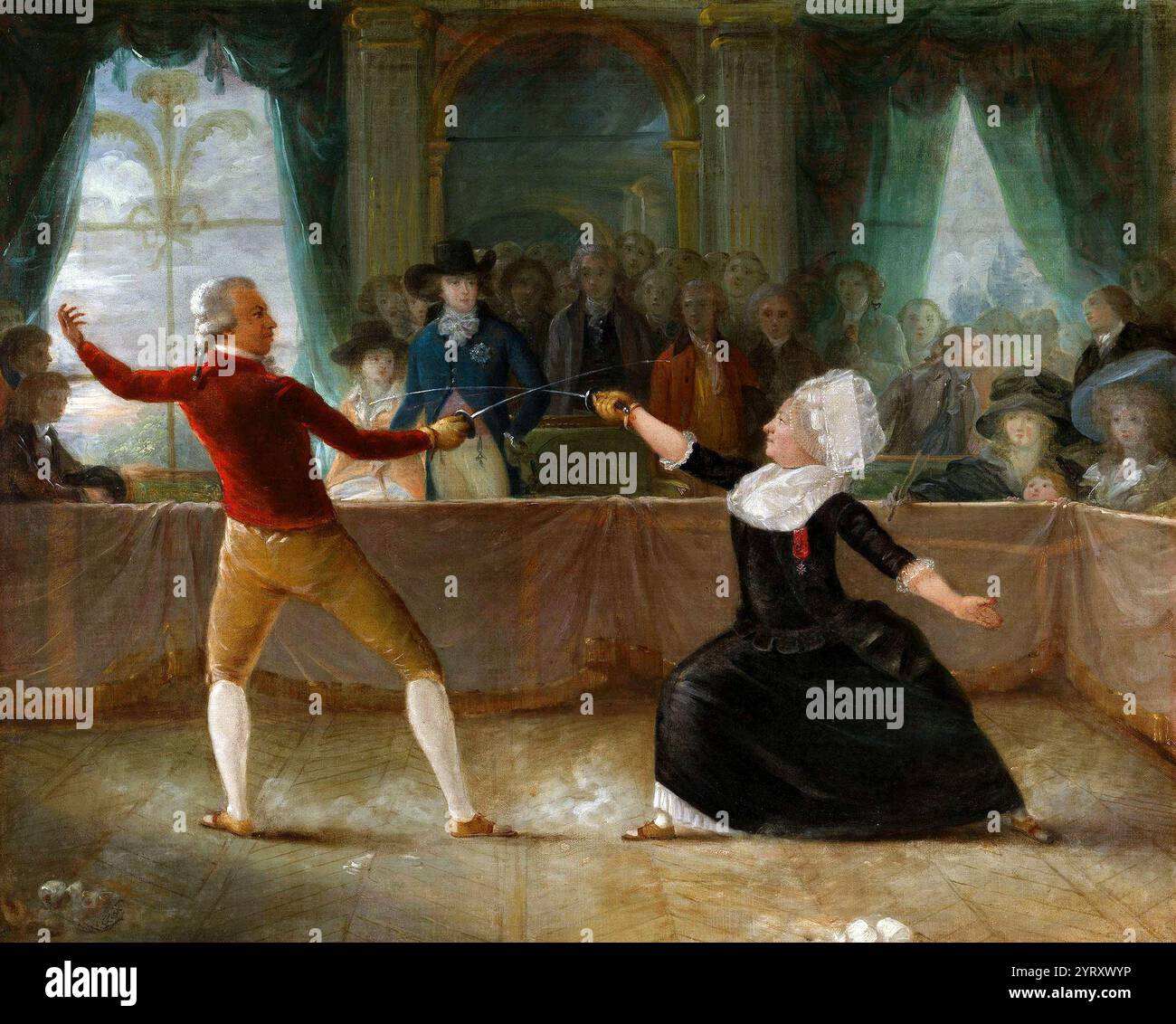 Alexandre-Auguste Robineau? Das Fechten-Match zwischen dem Chevalier de Saint-George und dem Chevalier d’Eon (um 1787–9) 1745 war einer der frühesten Musiker afrikanischer Abstammung in der Welt der europäischen Klassik 1799. Porträt von Mather Brown (1761-1831). Stockfoto