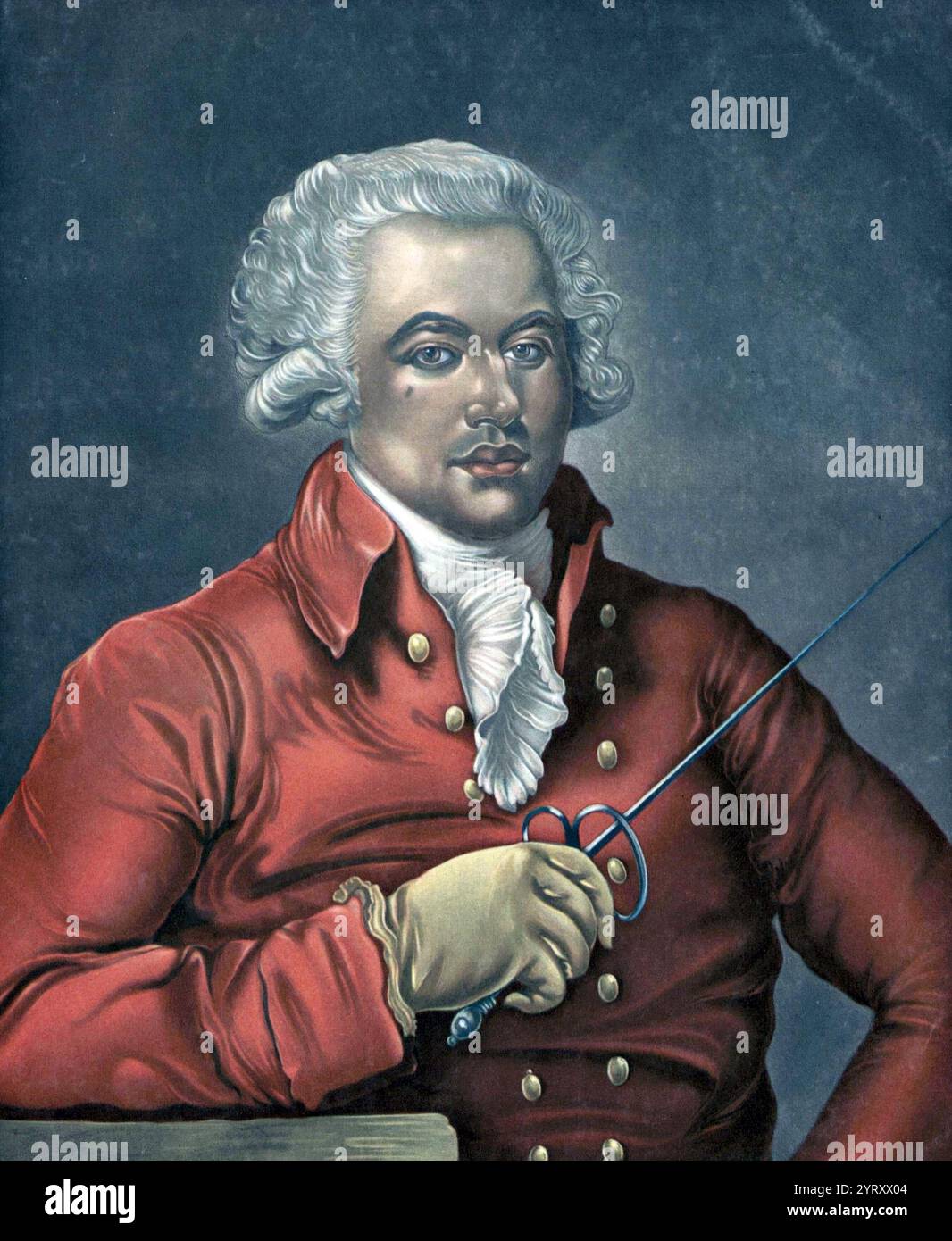 Chevalier de Saint-Georges (1745–1799) war einer der frühesten Musiker afrikanischer Abstammung in der Welt der europäischen Klassik. Porträt von Mather Brown (1761-1831). Stockfoto
