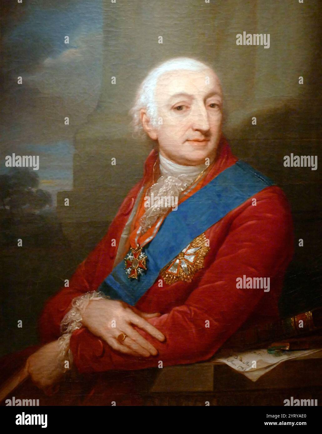 Graf Stanislaw Malachowski, (1736–1809); erster polnischer Premierminister, Mitglied des Ständigen Rates der polnischen Regierung (Rada Nieustajaca) (1776–1780), Marschall der Justiz der Krone von 1774, Kronreferendar (1780–1792) und Marschall des vierjährigen Sejm (1788–1792). Porträt von Josef Grassi (1757-1838). Öl auf Leinwand 1795 Stockfoto
