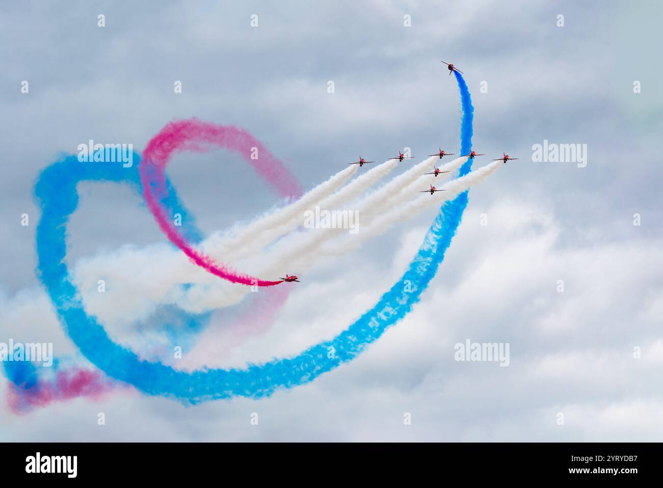 Das Team Der Roten Pfeile Für Das Luftbilddisplay Stockfoto