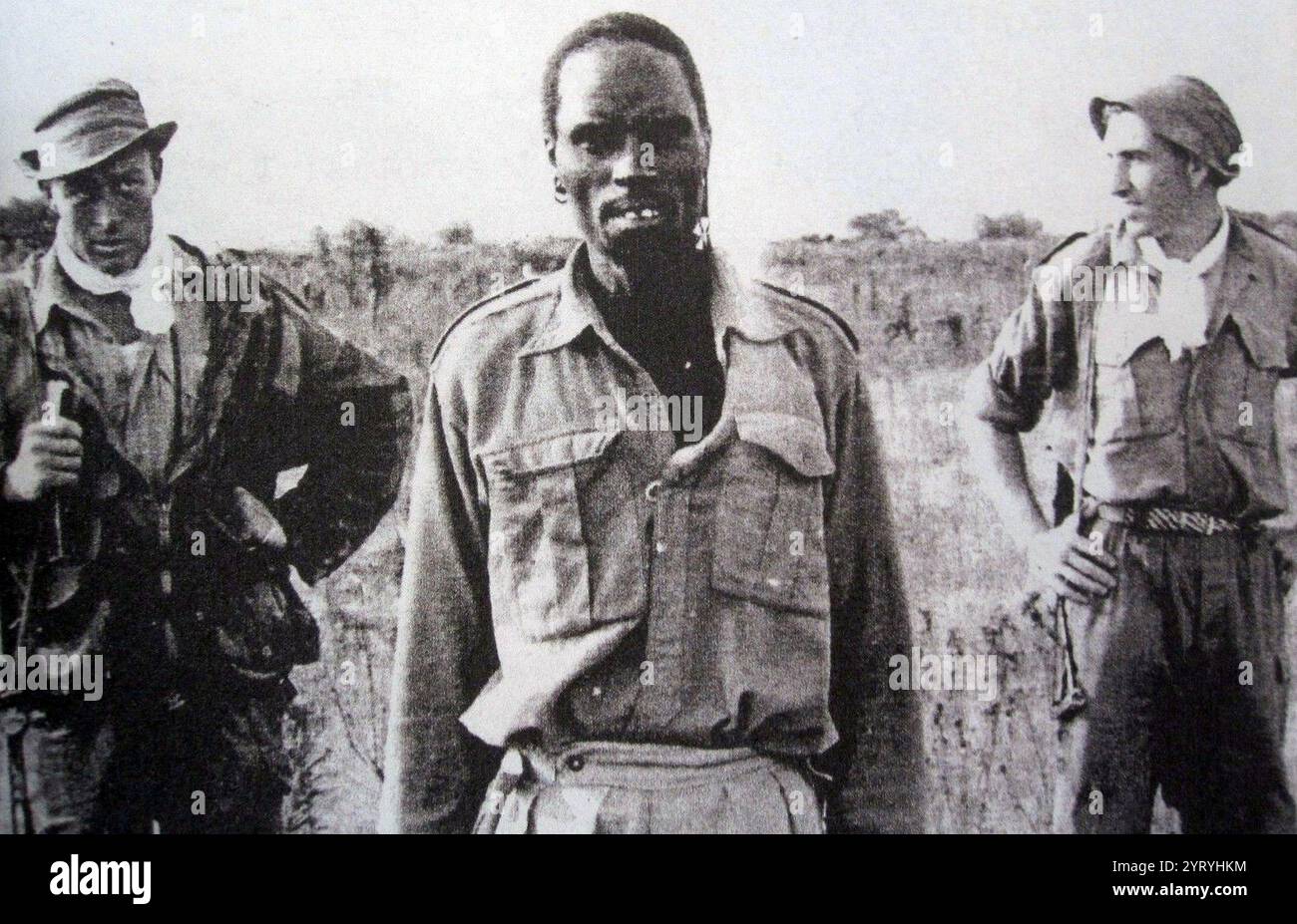 Die Mau-Mau-Rebellion (1952–1960) war ein Krieg in der britischen Kenia-Kolonie zwischen der Kenia-Land- und Freedom-Armee (KLFA), auch bekannt als Mau-Mau-Armee, und den britischen Behörden. Stockfoto