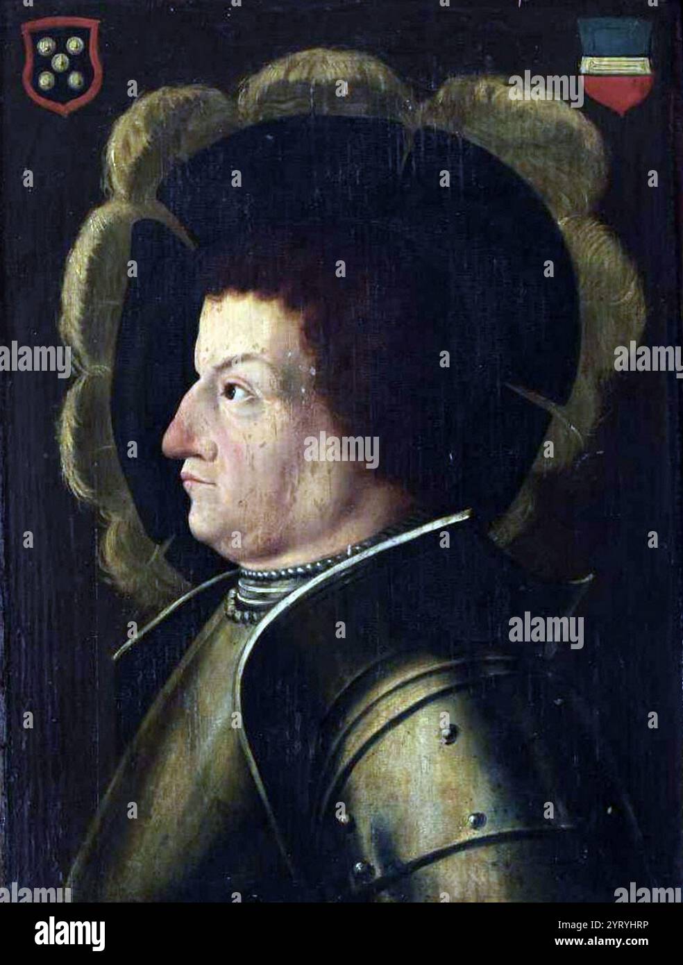 Franz von Sickingen war ein Ritter des Heiligen Römischen Reiches, der mit Ulrich von Hutten den sogenannten Ritteraufstand führte und einer der bedeutendsten Figuren der frühen Reformationszeit war. Sickingen, unterstützt von Hutten, bildete einen Plan, um die geistlichen Fürsten zu stürzen und die Ritterordnung, den Ritteraufstand, zu erhöhen. Am 6. Mai 1523 wurde Sickingen zur Kapitulation gezwungen und starb am folgenden Tag. Stockfoto