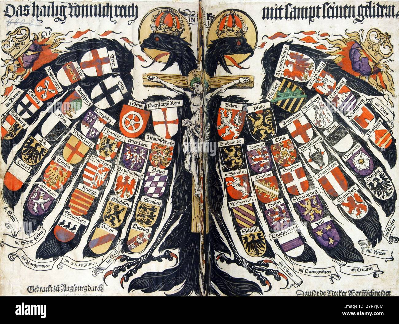 Emblem des Heiligen Römischen Reiches einschließlich aller seiner Mitglieder; 1510 Stockfoto