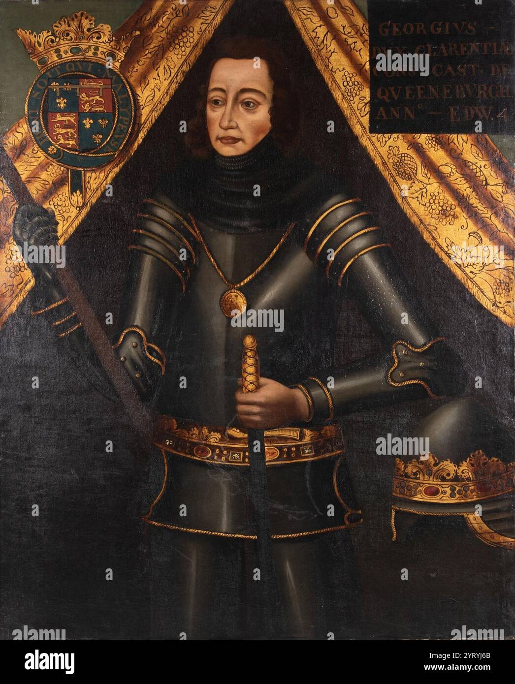 George Plantagenet, Herzog von Clarence (21. Oktober 1449? 18. Februar 1478), war das sechste Kind und dritter überlebender Sohn von Richard Plantagenet, 3. Duke of York und Cecily Neville, und der Bruder der englischen Könige Eduard IV. Und Richard III. Er spielte eine wichtige Rolle im dynastischen Kampf zwischen rivalisierenden Fraktionen der Plantagenets, die heute als Rosenkriege bekannt sind. Stockfoto
