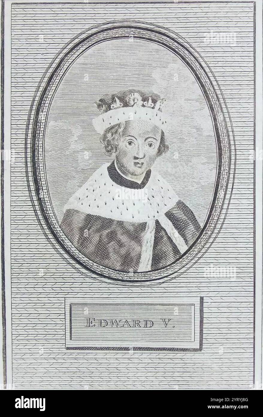 Edward V. (1470 ? 1483) König von England von April bis Juni 1483. Eduard V. und sein jüngerer Bruder Richard von Shrewsbury, Duke of York, waren die Prinzen im Tower, die verschwanden, nachdem sie in den Tower geschickt wurden. Die Verantwortung für ihren Tod wird weithin Richard III. Zugeschrieben Stockfoto