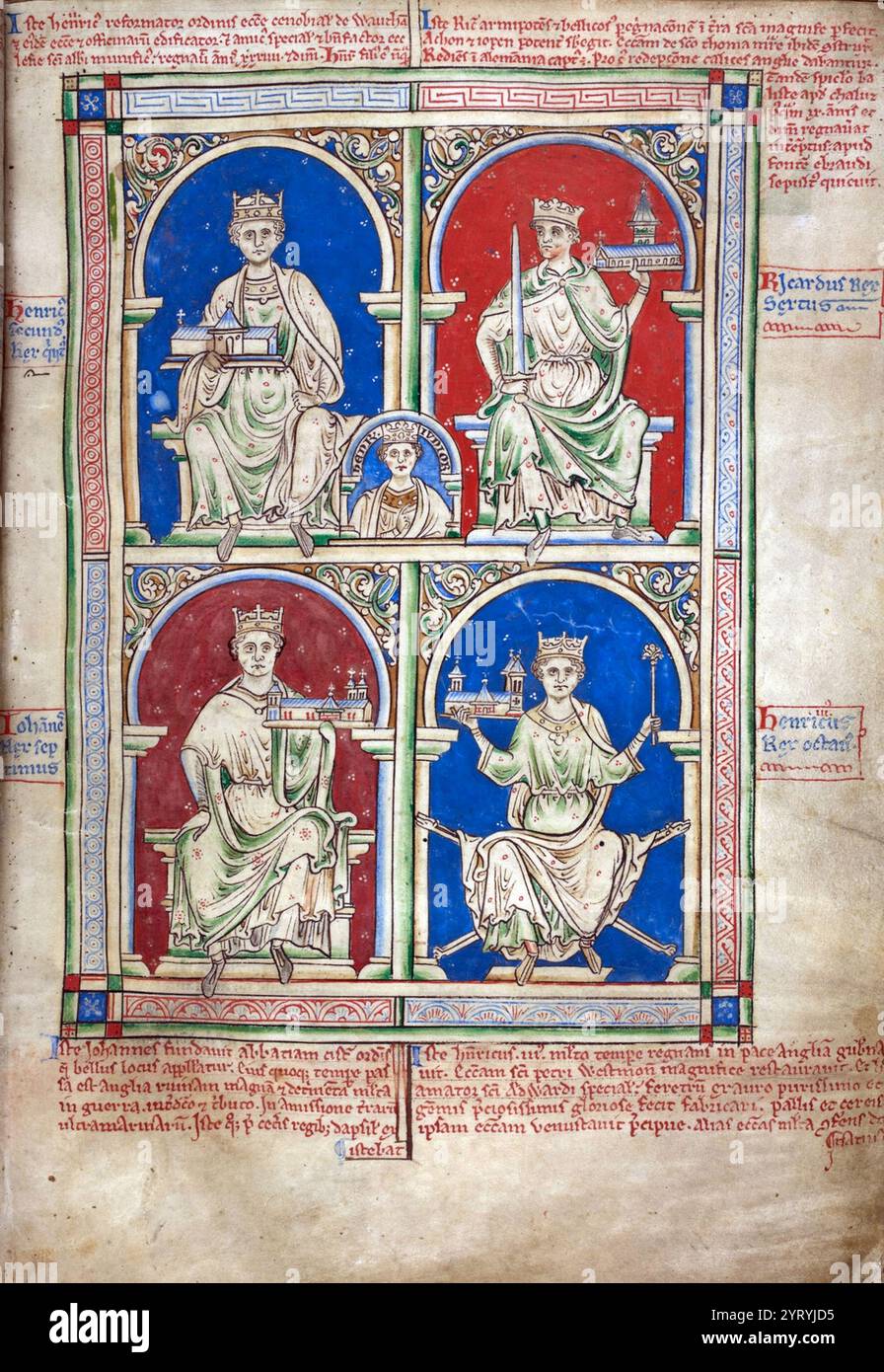 Portrait of King John from Matthew Paris?s Historia Anglorum: Dieses gutartige Porträt von König John, das in Matthew Paris?s berühmter Chronik der englischen Geschichte zu sehen ist, steht in starkem Kontrast zu der feindlichen Behandlung, die John im Text des Werkes erhält Stockfoto