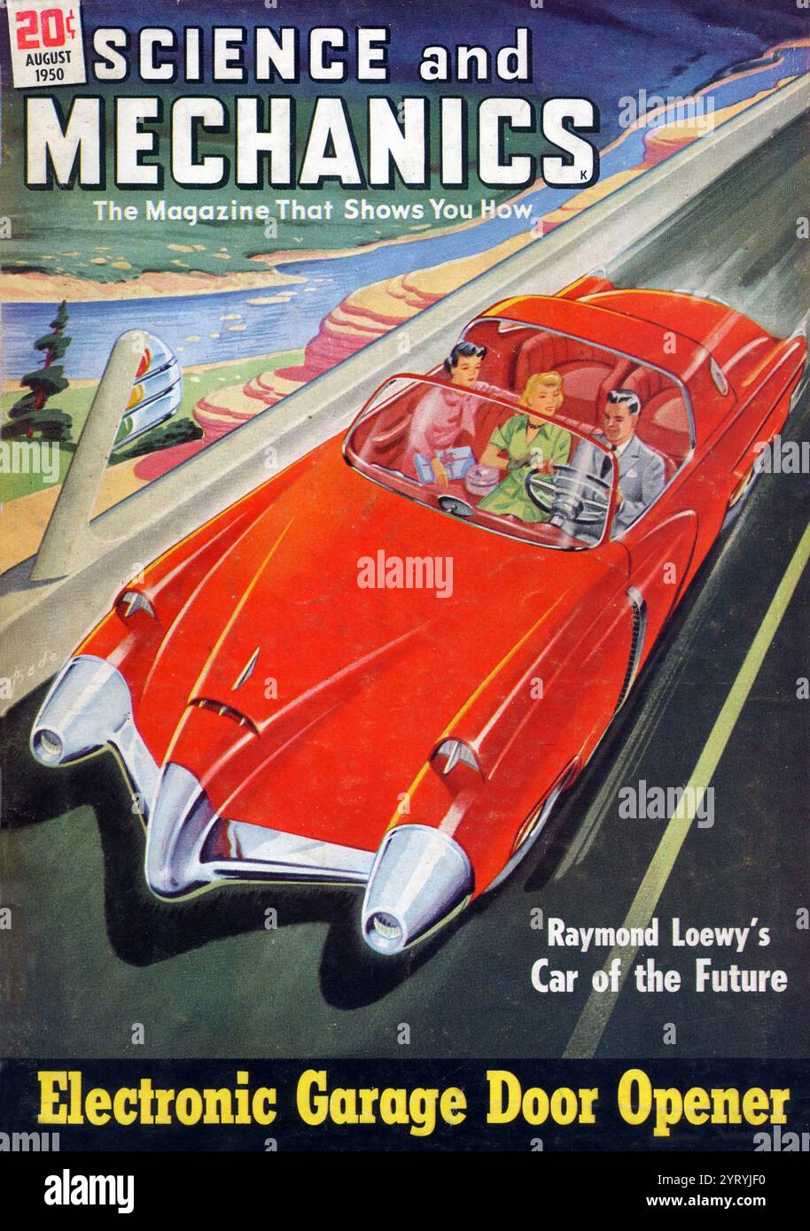 Das Auto der Zukunft, wie es von Studebaker in der August-Ausgabe 1950 von Science and Mechanics entworfen wurde. Stockfoto